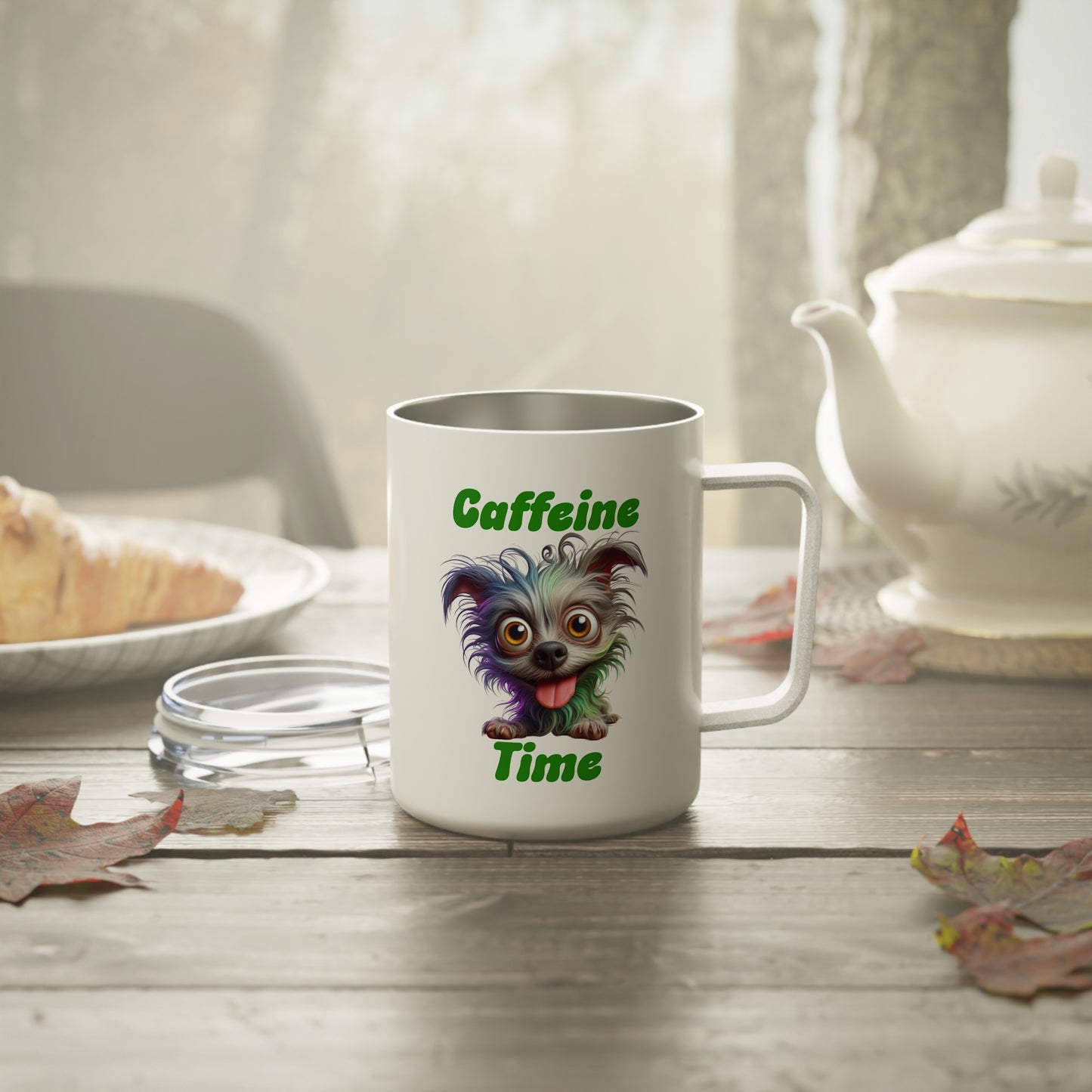 Insulated Coffee Mug - Caffeine Time with dog (3)