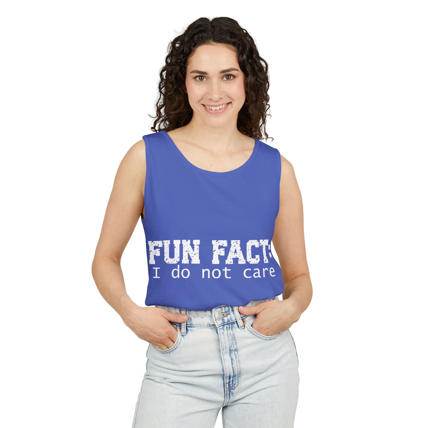 Unisex Tank Top - Funny - Fun Fact: I Do Not Care - White Writing