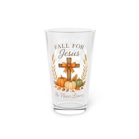 Pint Glass, 16oz - Faith - Fall for Jesus (01 Autumn)