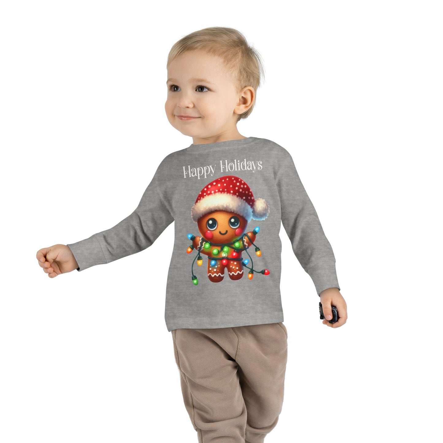 Toddler LS Tee - Christmas - Gingerbread - Happy Holidays (02a)