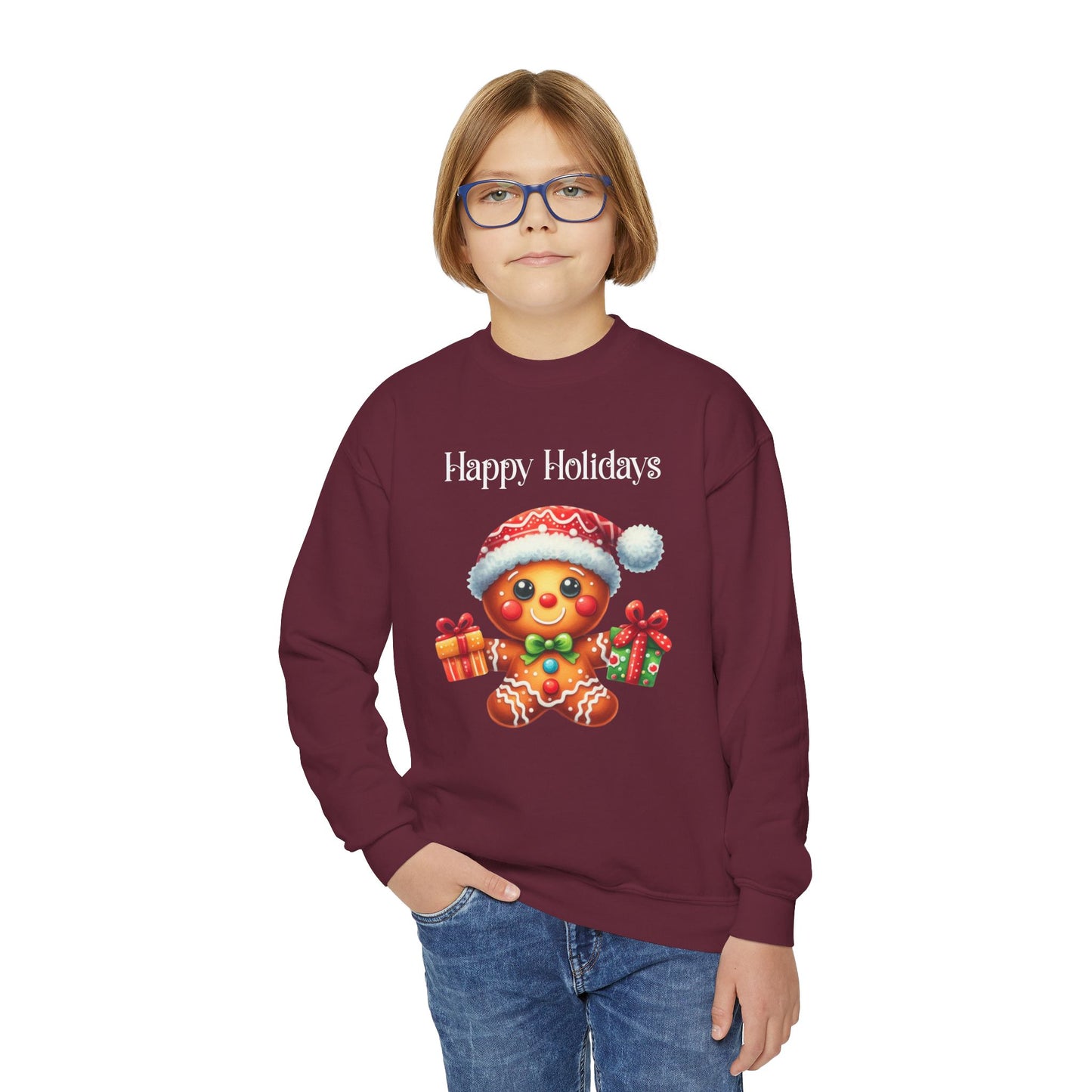 Child Sweatshirt - Christmas - Gingerbread - Happy Holidays (01a)