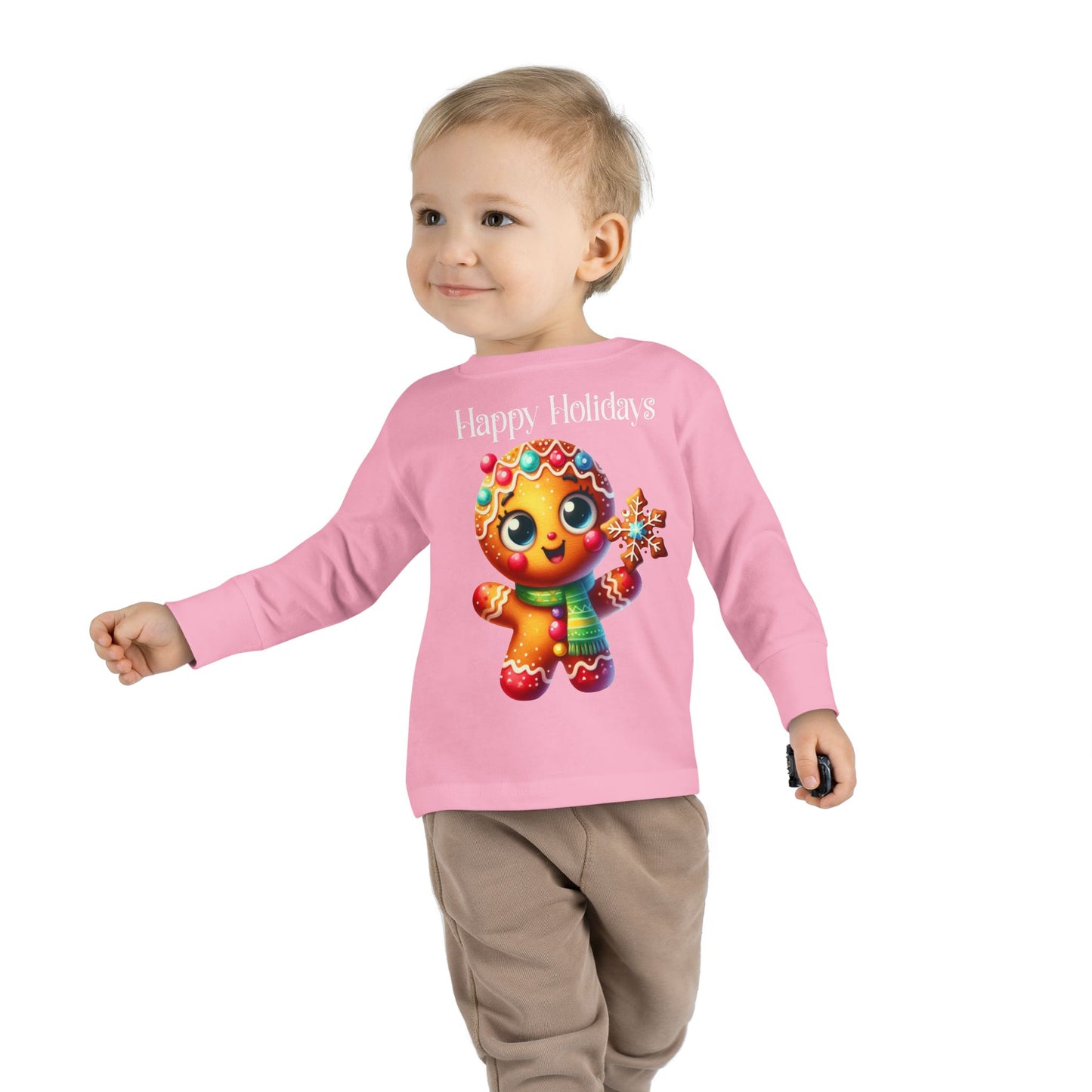 Toddler LS Tee - Christmas - Gingerbread - Happy Holidays (03a)