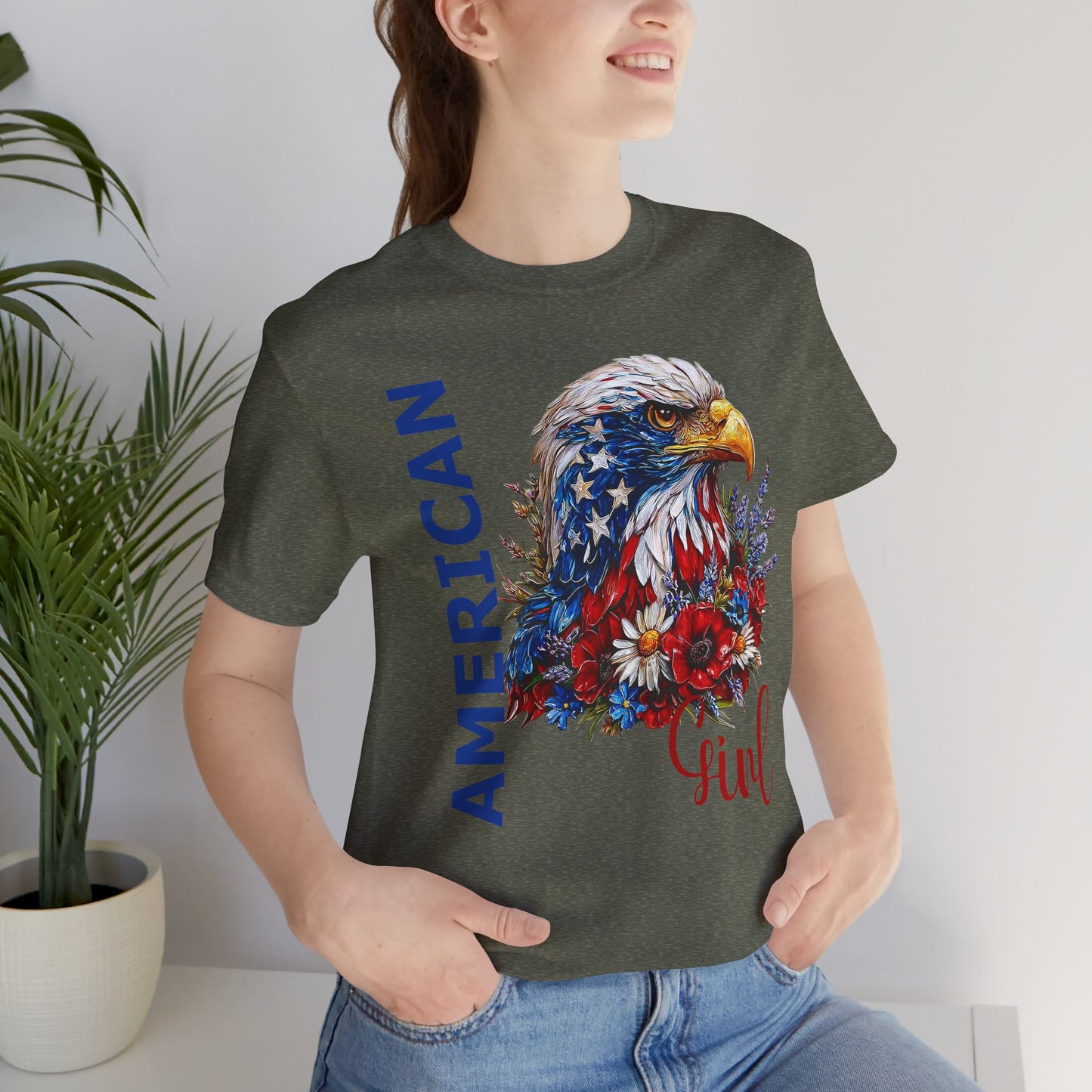 T-Shirt - American - American Girl with Eagle 01