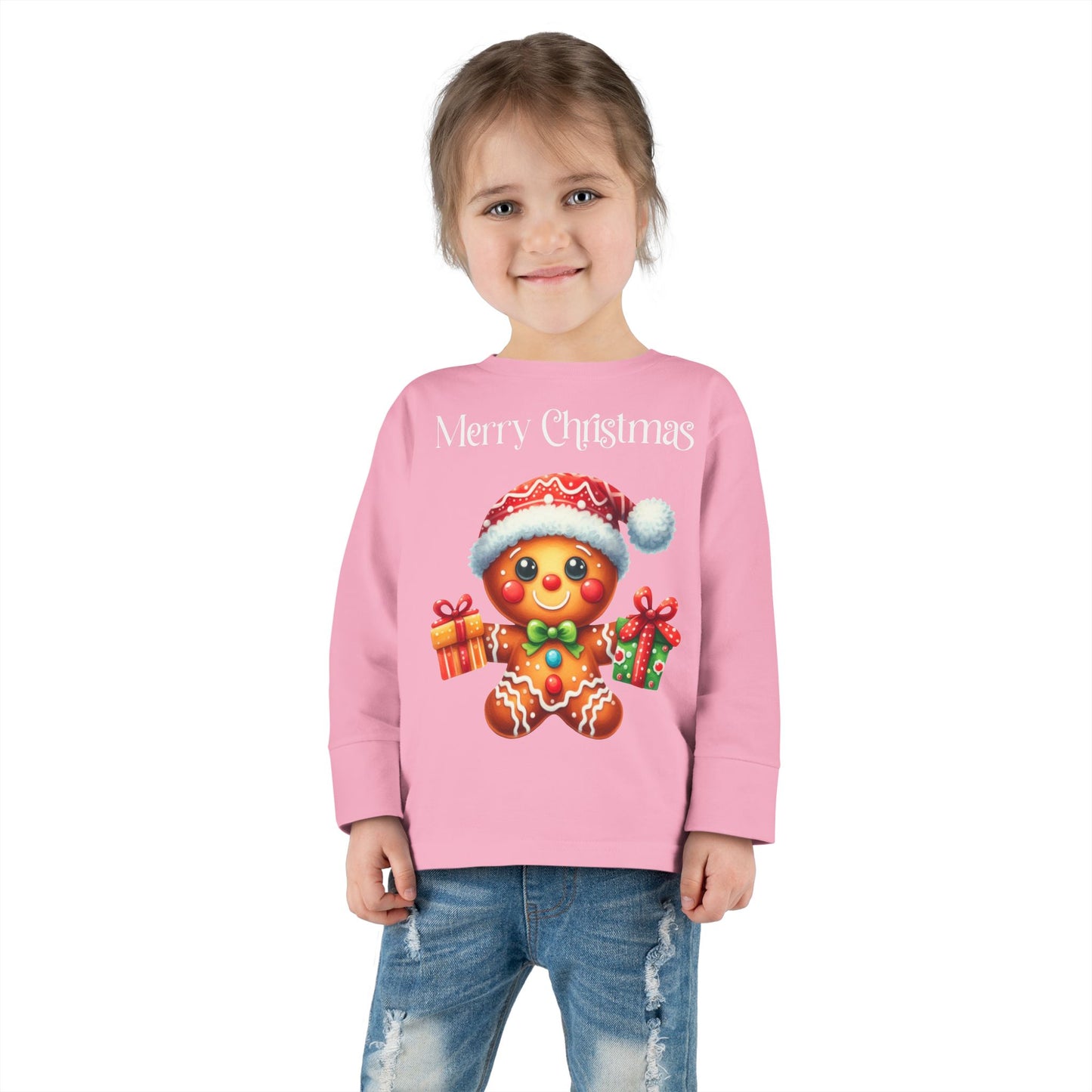 Toddler LS Tee - Christmas - Gingerbread - Merry Christmas (01a)