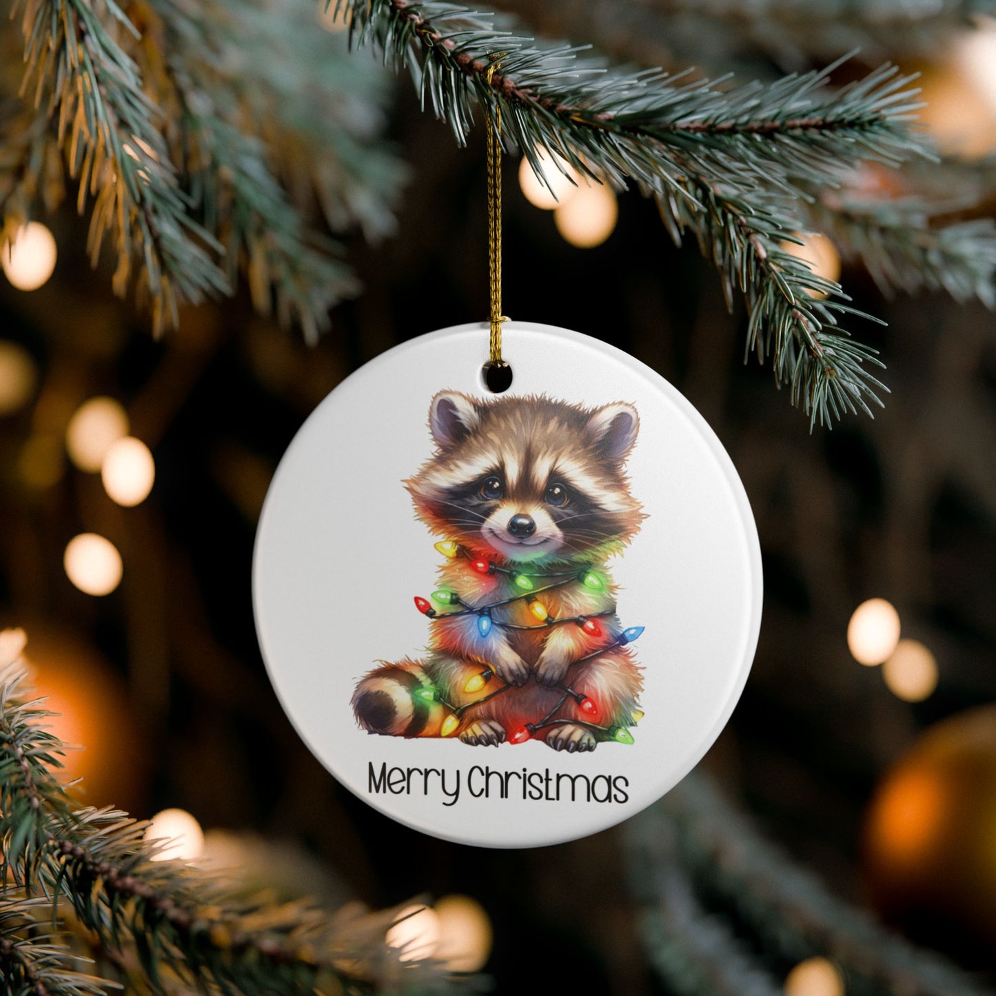 Ceramic Ornament – Christmas - Raccoon 01
