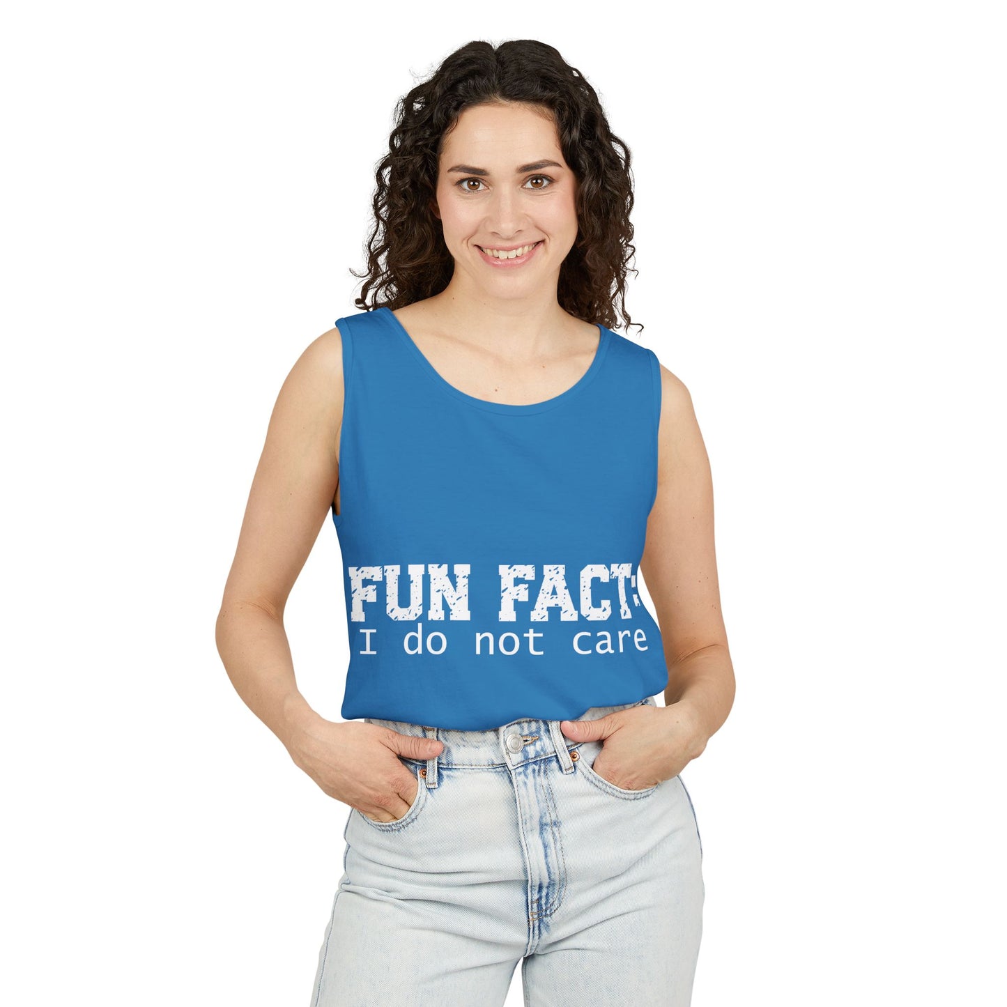 Unisex Tank Top - Funny - Fun Fact: I Do Not Care - White Writing