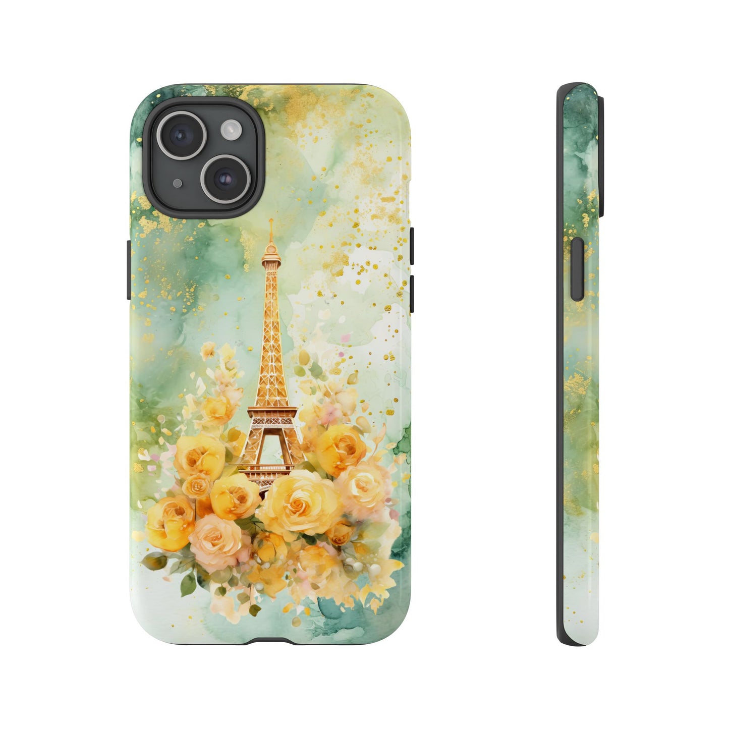 Tough Cell Phone Case - Paris - Eiffel Tower with Yellow Roses (1)