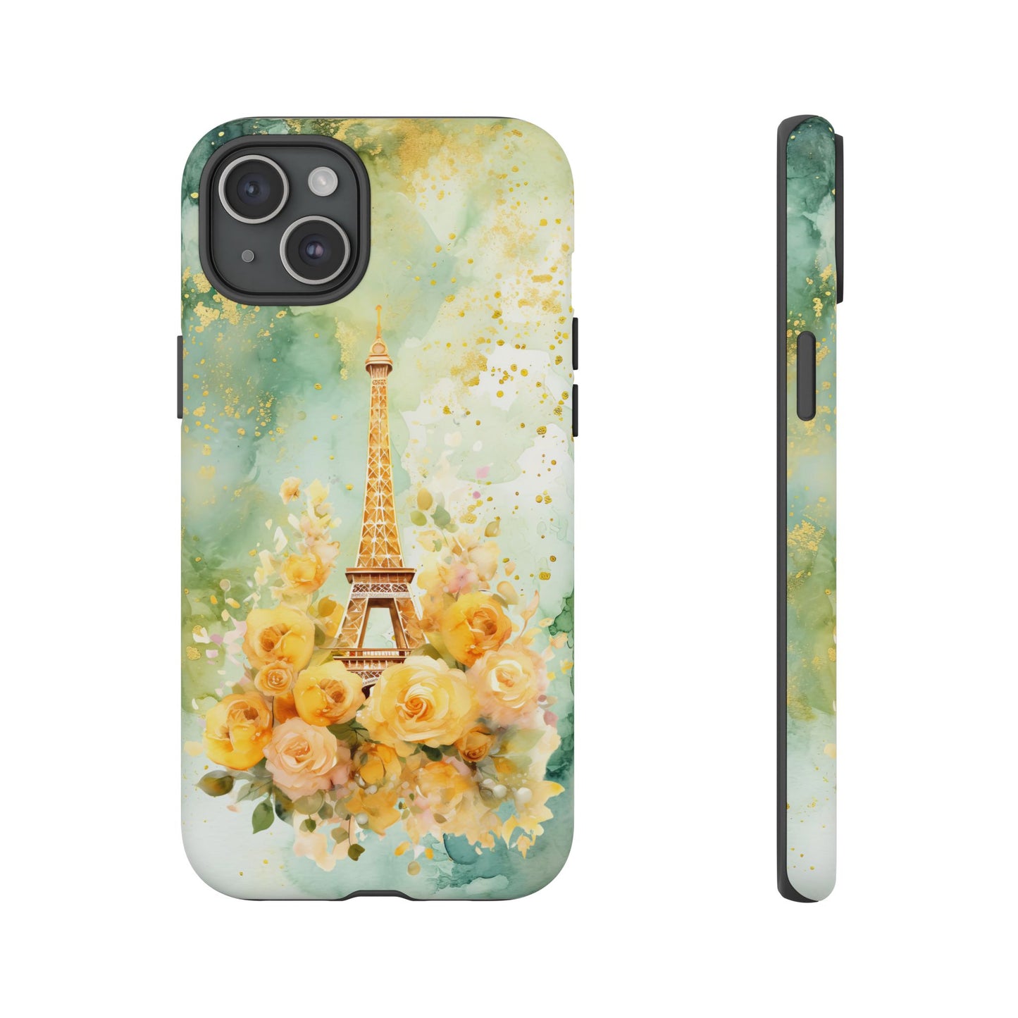 Tough Cell Phone Case - Paris - Eiffel Tower with Yellow Roses (1)