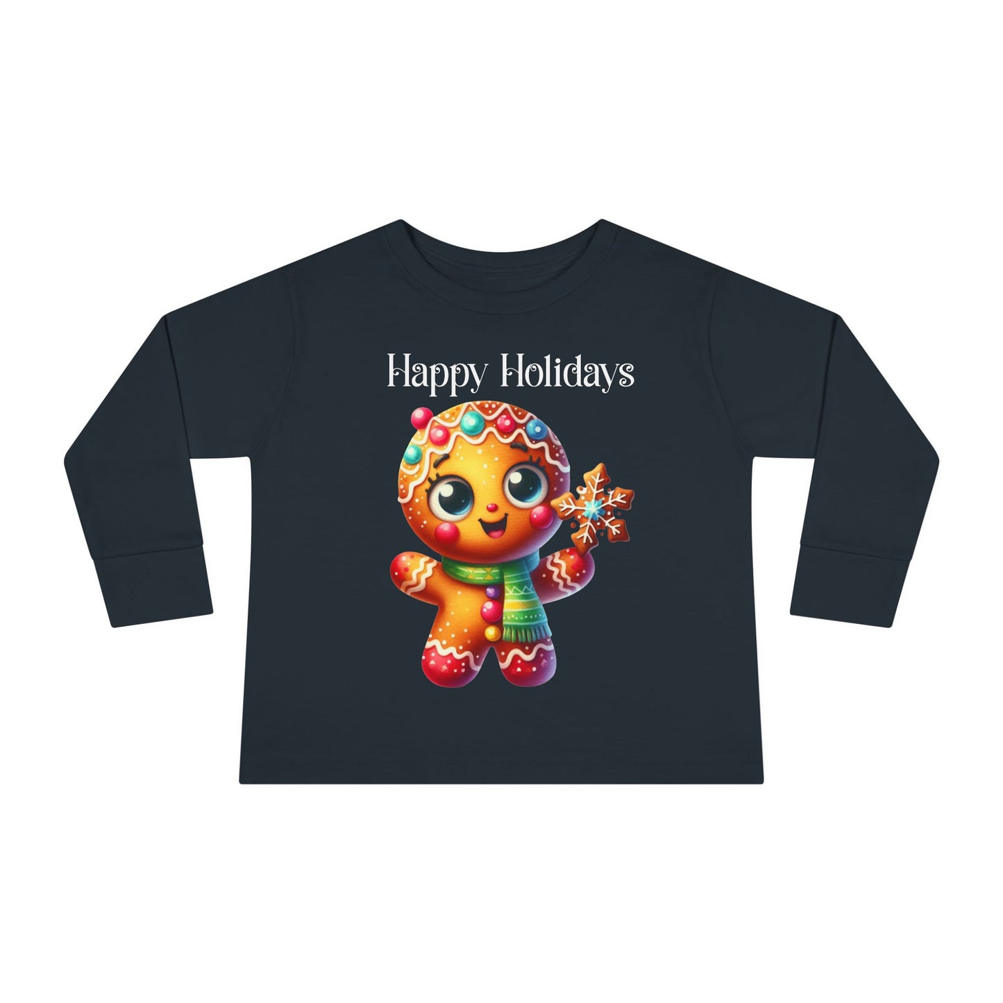 Toddler LS Tee - Christmas - Gingerbread - Happy Holidays (03a)