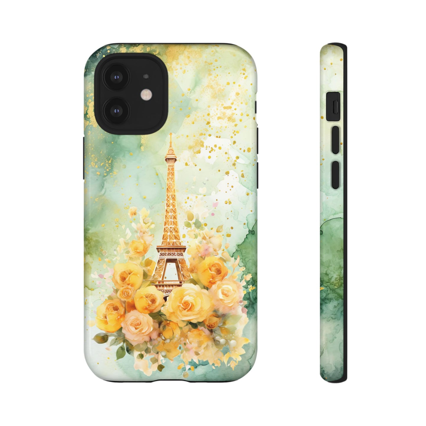 Tough Cell Phone Case - Paris - Eiffel Tower with Yellow Roses (1)