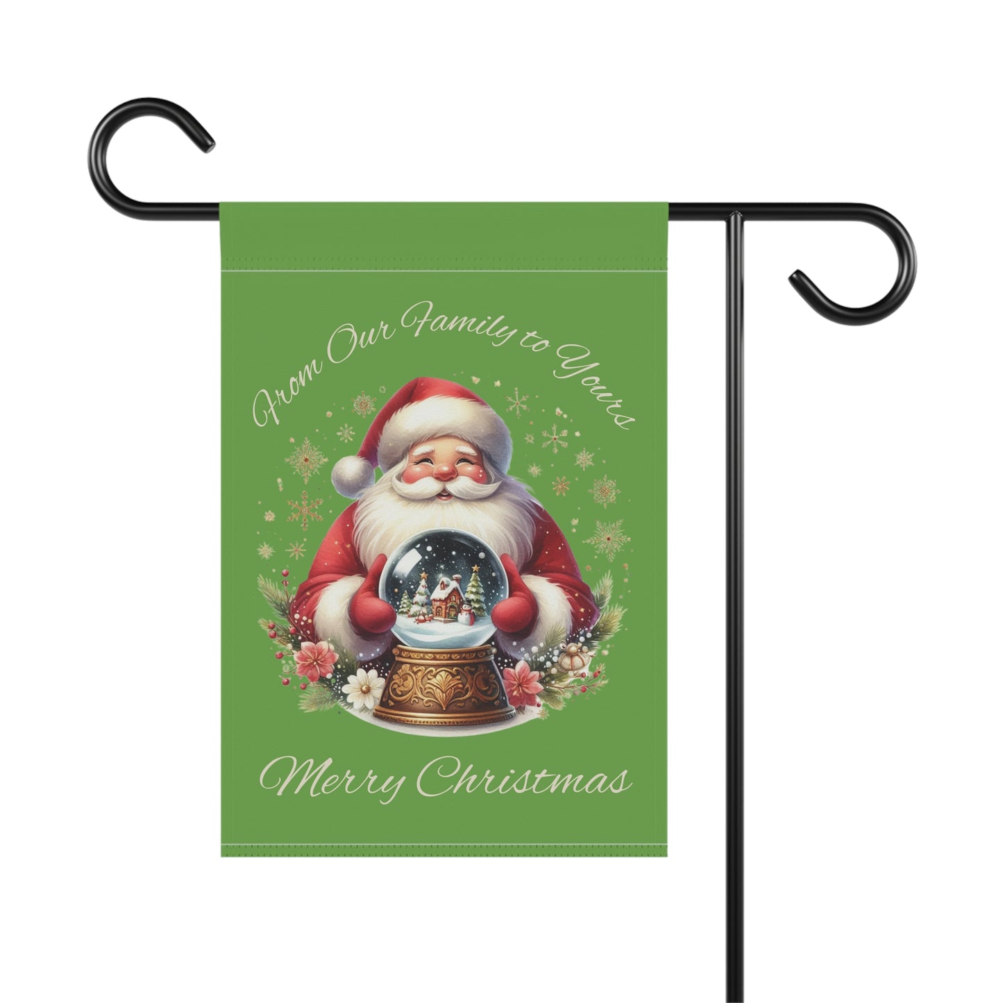 Garden Flag - Christmas - Vintage Santa (01a - Green)
