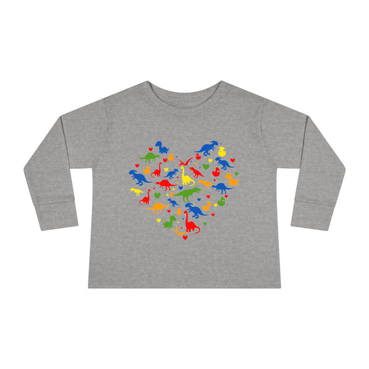 Toddler Long Sleeve Tee - Dinosaur making Heart (1)