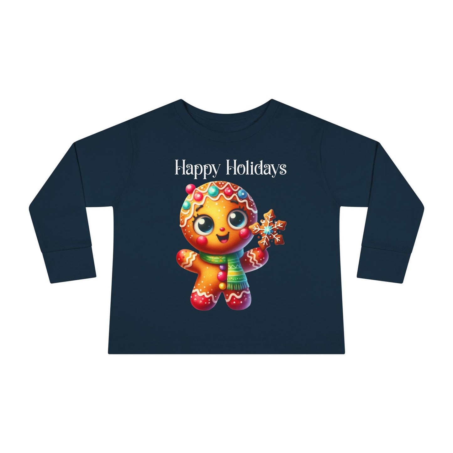 Toddler LS Tee - Christmas - Gingerbread - Happy Holidays (03a)