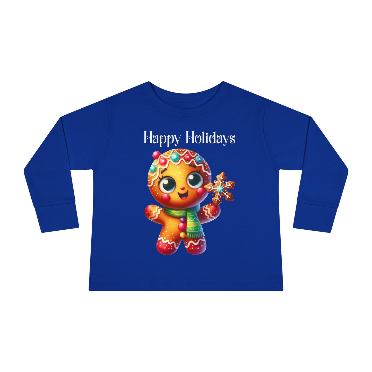Toddler LS Tee - Christmas - Gingerbread - Happy Holidays (03a)