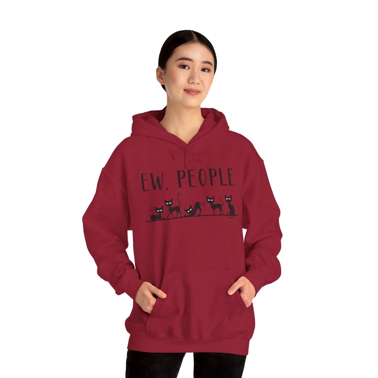Heavy Blend Hoodie - Animal Lover - Ew People with Black Cats (01)