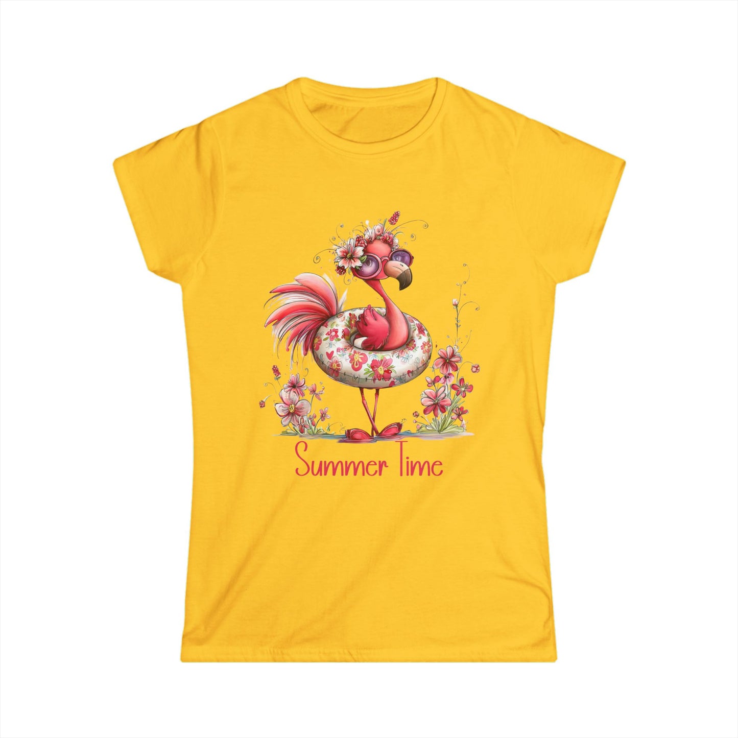 Female T-Shirt - Animal - Flamingo Summer Time 01