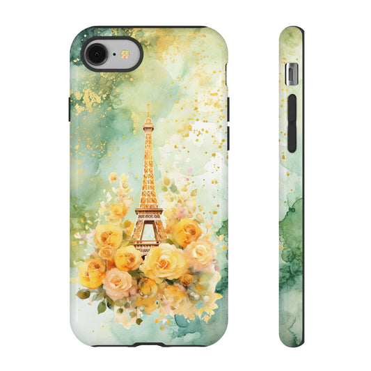 Tough Cell Phone Case - Paris - Eiffel Tower with Yellow Roses (1)