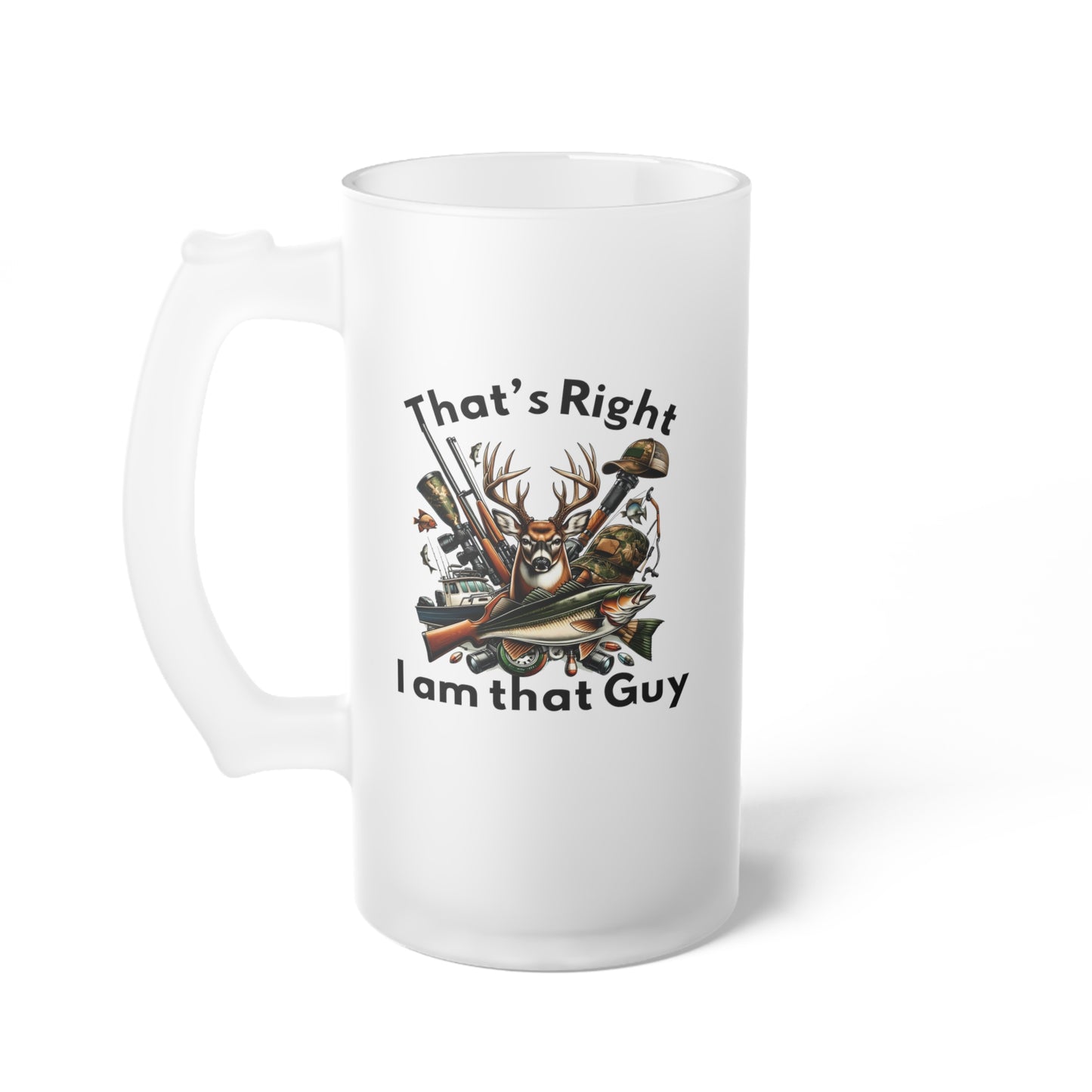 Frosted Glass Beer Mug - Hunter - I am that guy (1)