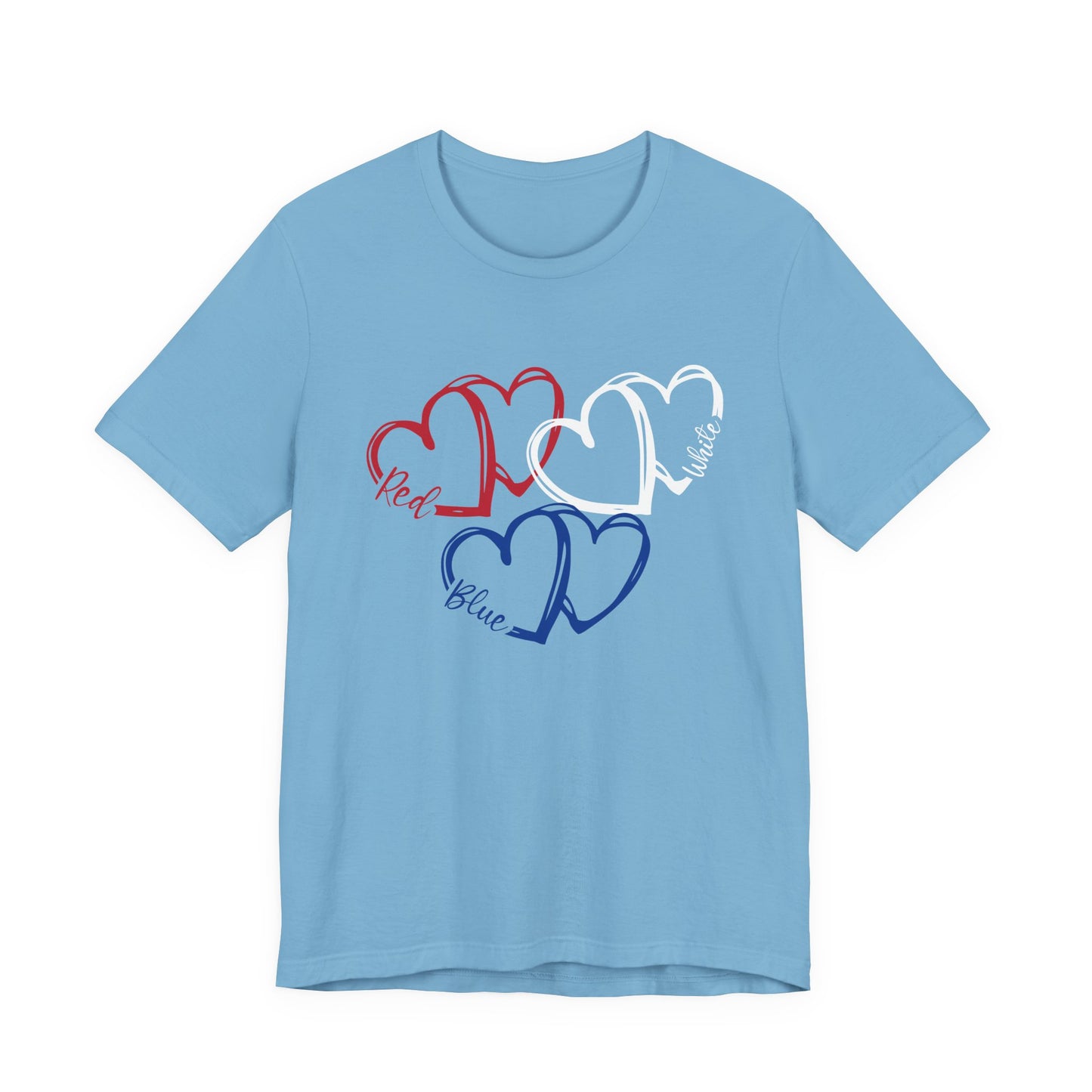 T-Shirt - Holiday - Red White Blue destressed hearts 01