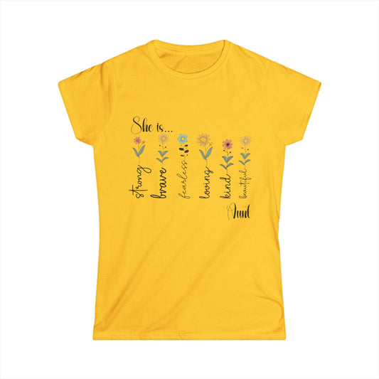 Female T-Shirt - Family / Aunt - Strong, Brave, Beautiful Floral Design (1)