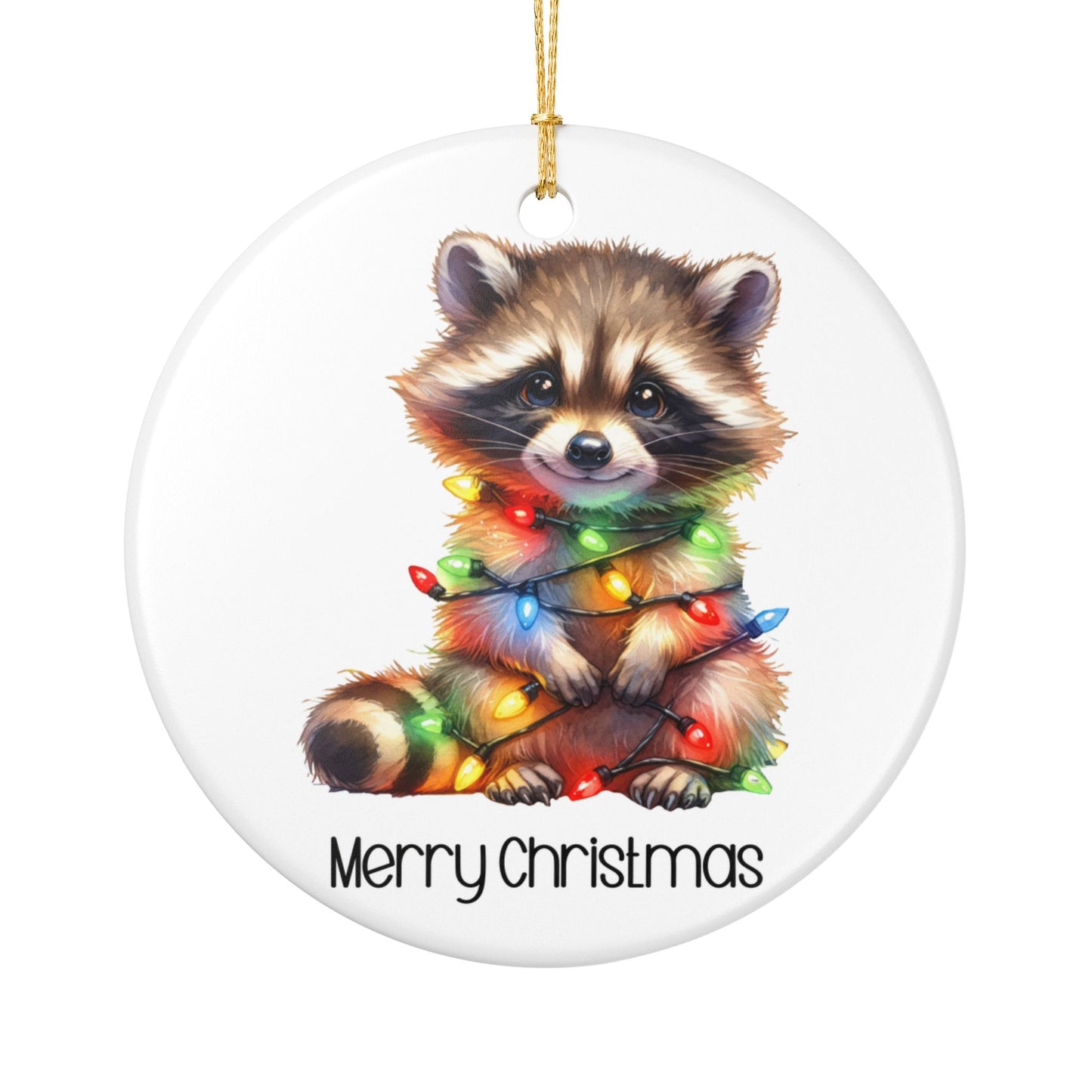 Ceramic Ornament – Christmas - Raccoon 01