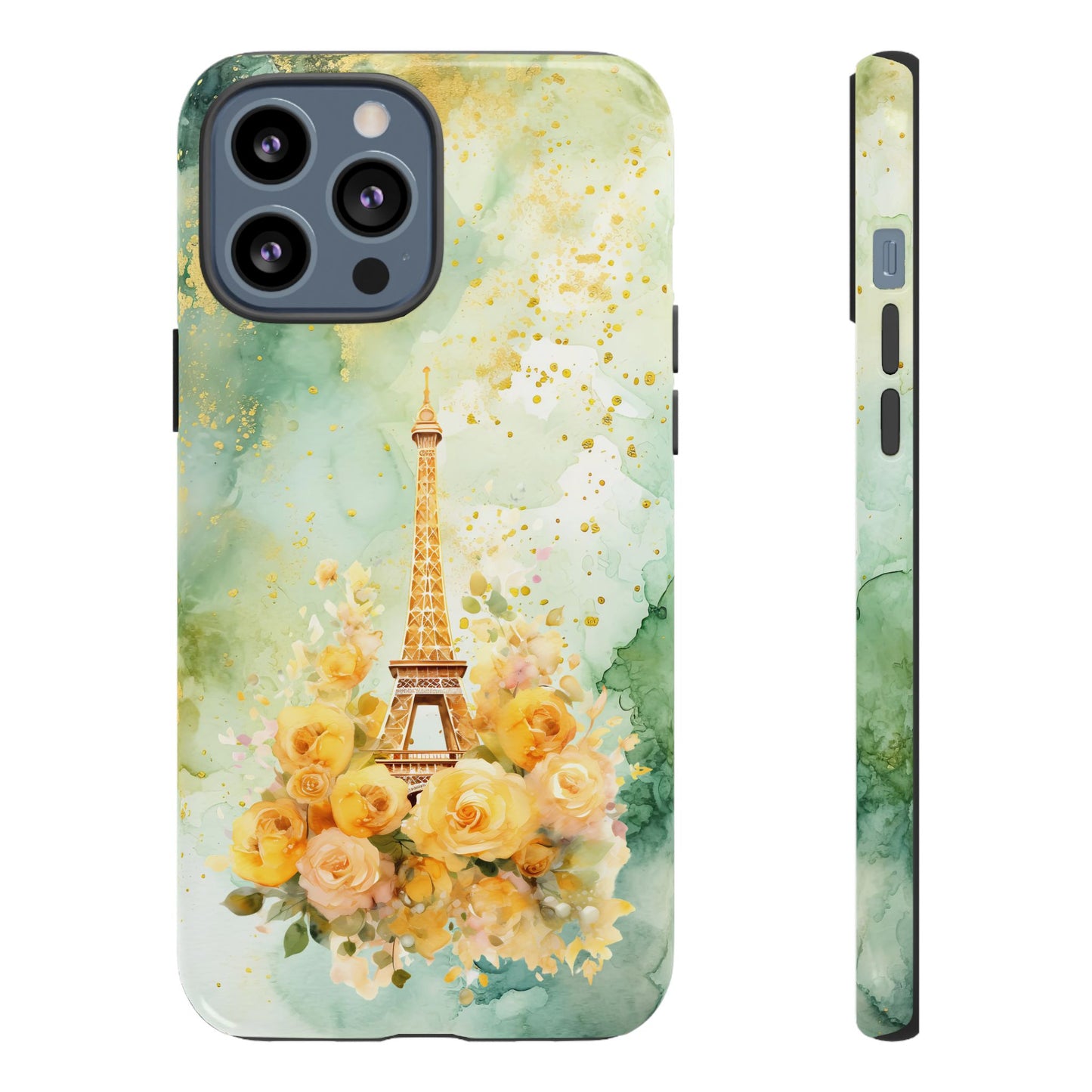 Tough Cell Phone Case - Paris - Eiffel Tower with Yellow Roses (1)