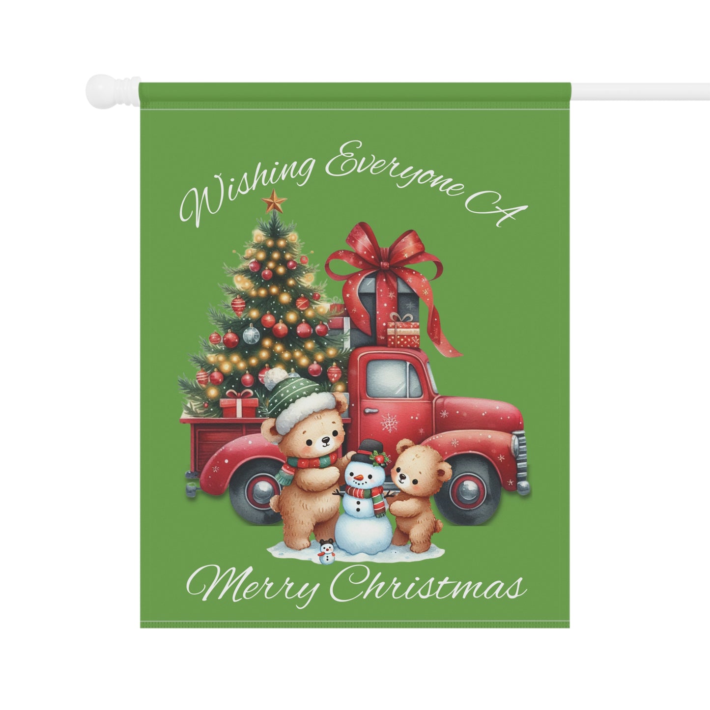 Garden Flag - Christmas - Truck & Snowman (01a - Green)