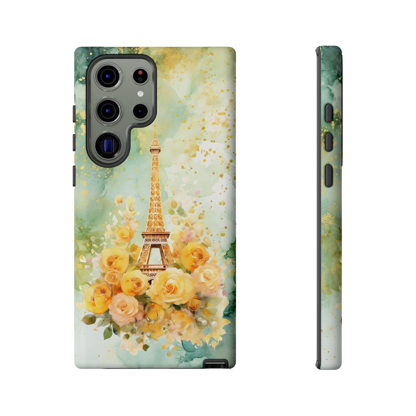 Tough Cell Phone Case - Paris - Eiffel Tower with Yellow Roses (1)