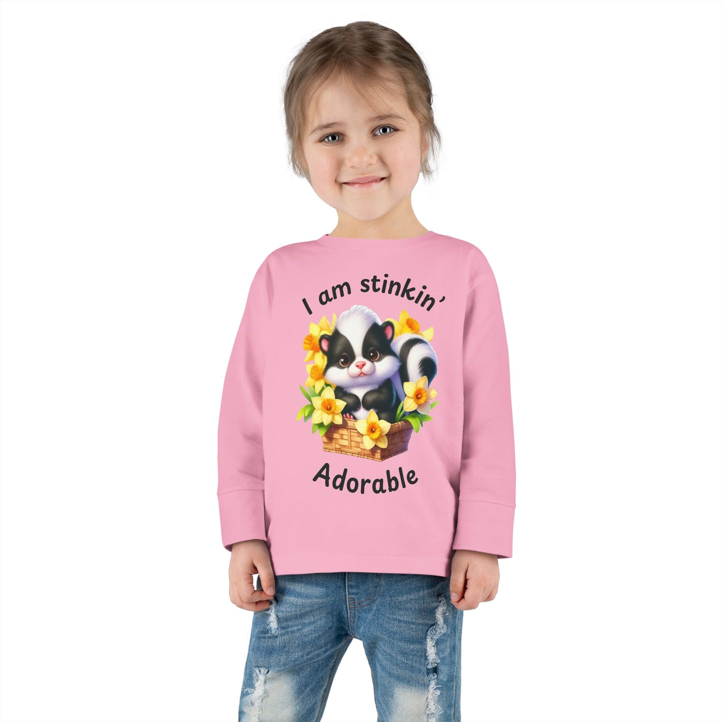 Toddler Long Sleeve Tee - Stinkin' Adorable with Skunk (1)