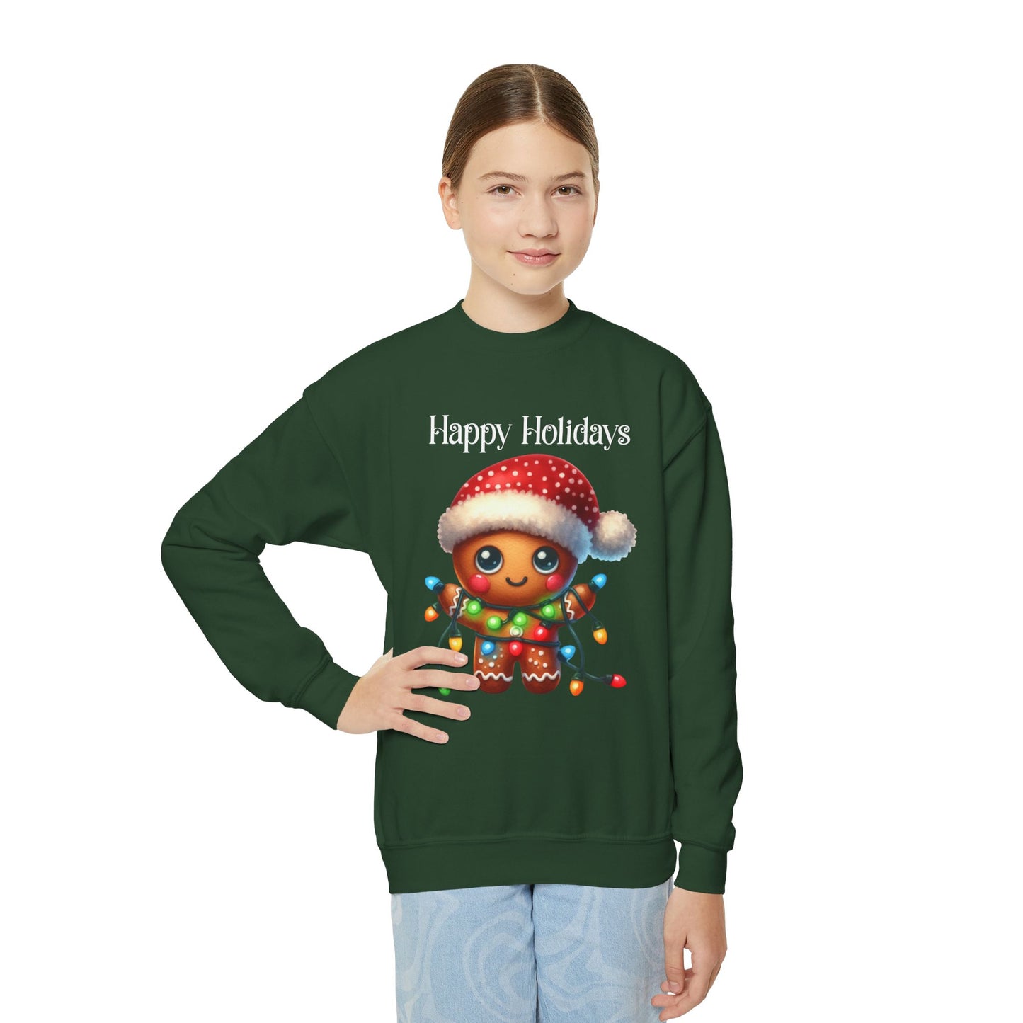 Child Sweatshirt - Christmas - Gingerbread - Happy Holidays (02a)