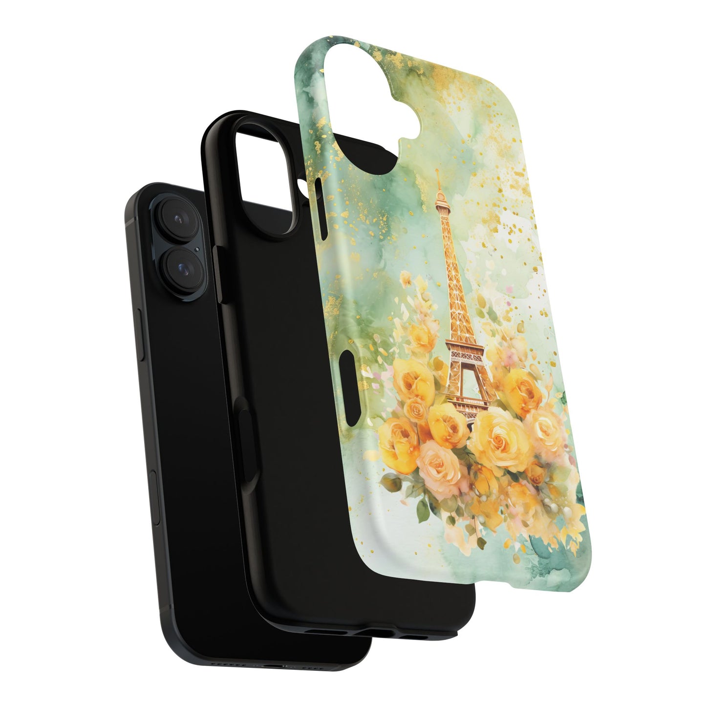 Tough Cell Phone Case - Paris - Eiffel Tower with Yellow Roses (1)