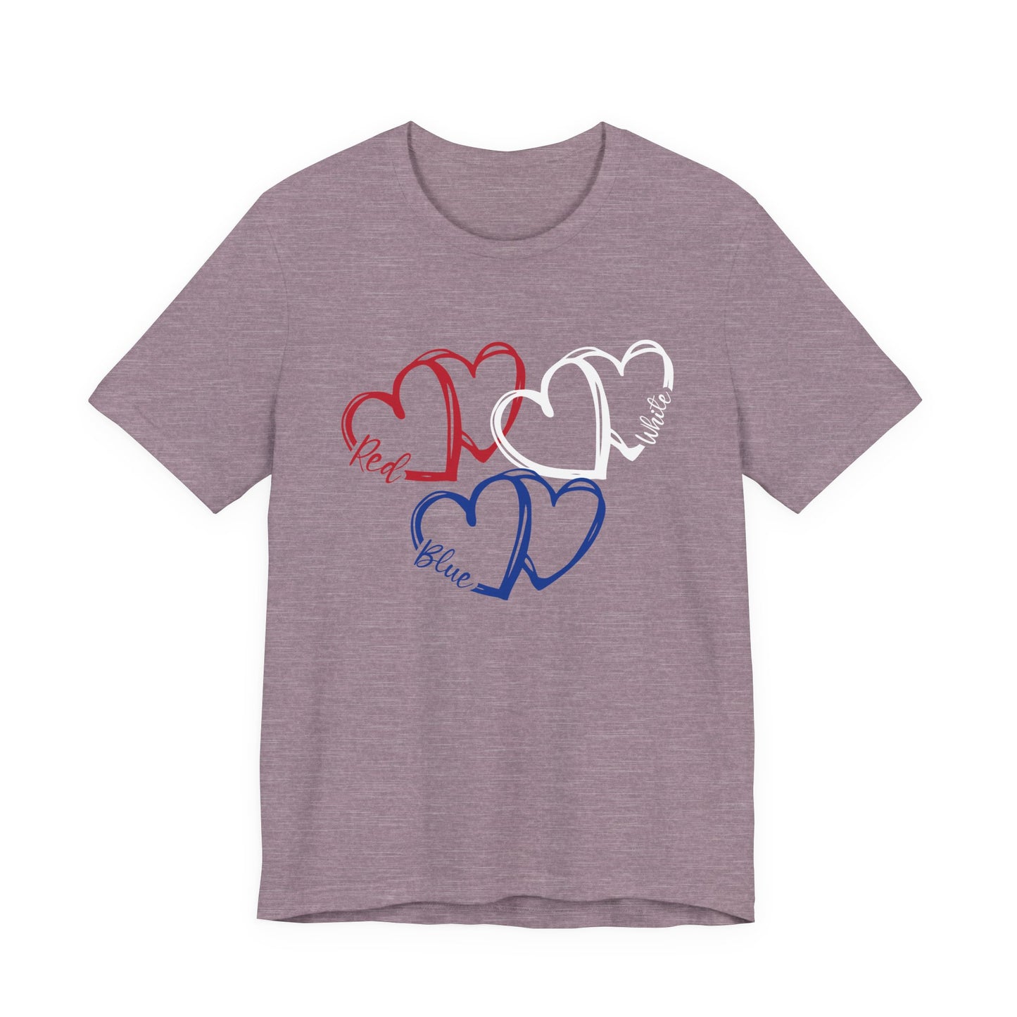 T-Shirt - Holiday - Red White Blue destressed hearts 01