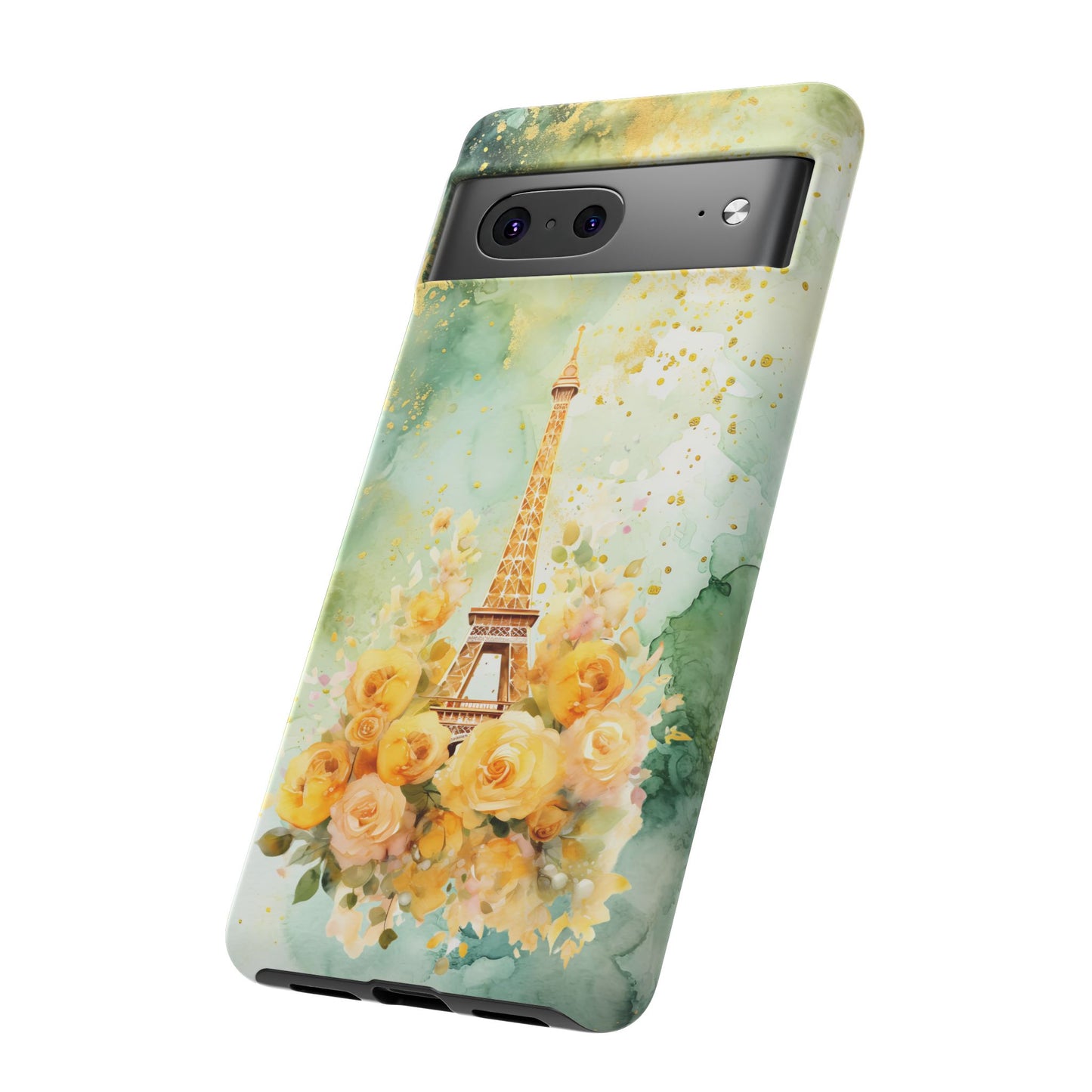 Tough Cell Phone Case - Paris - Eiffel Tower with Yellow Roses (1)