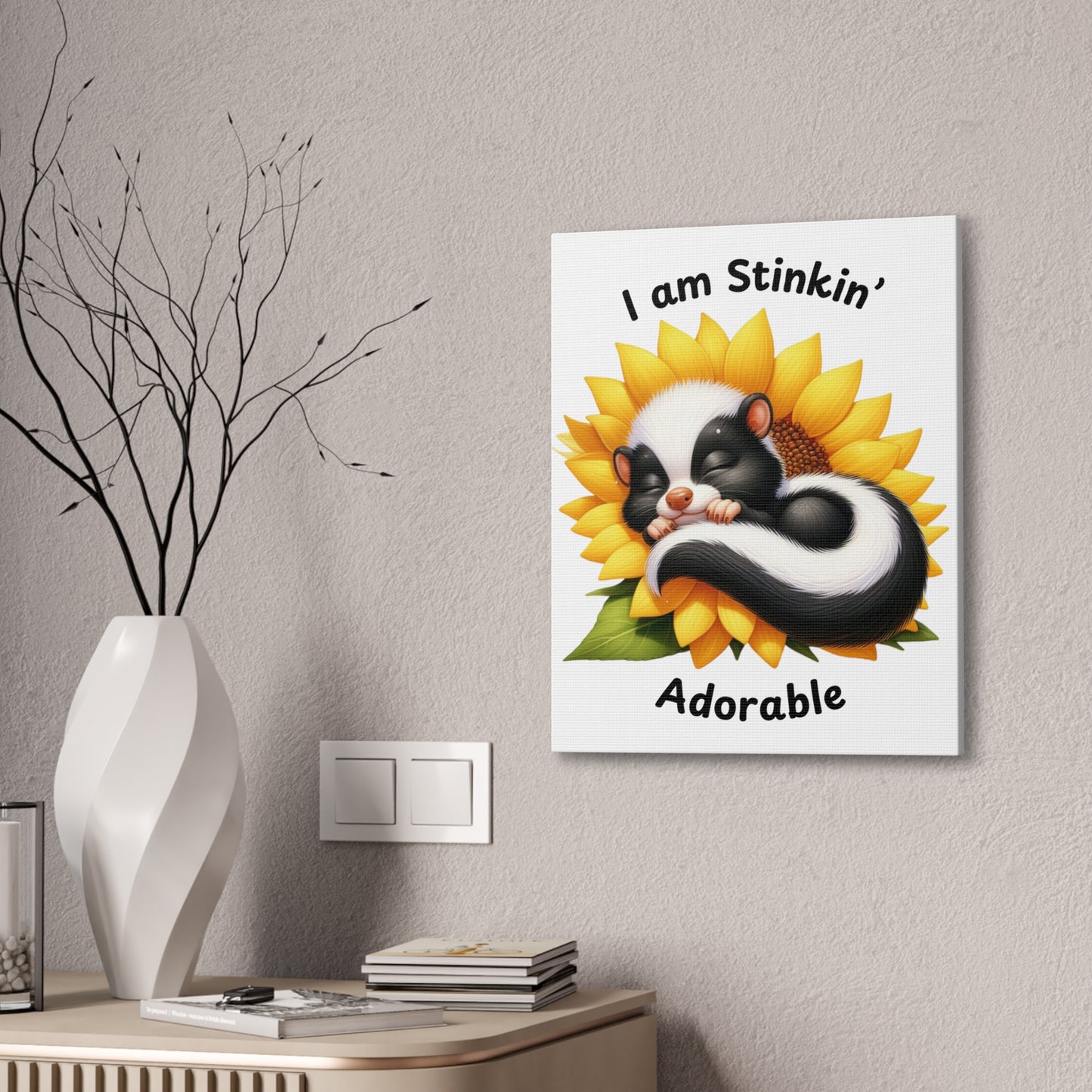 Nursery Canvas - Stinkin' Adorable with Skunk (2-a)