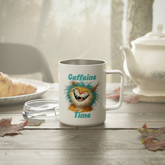 Insulated Coffee Mug - Caffeine Time with cat (3)