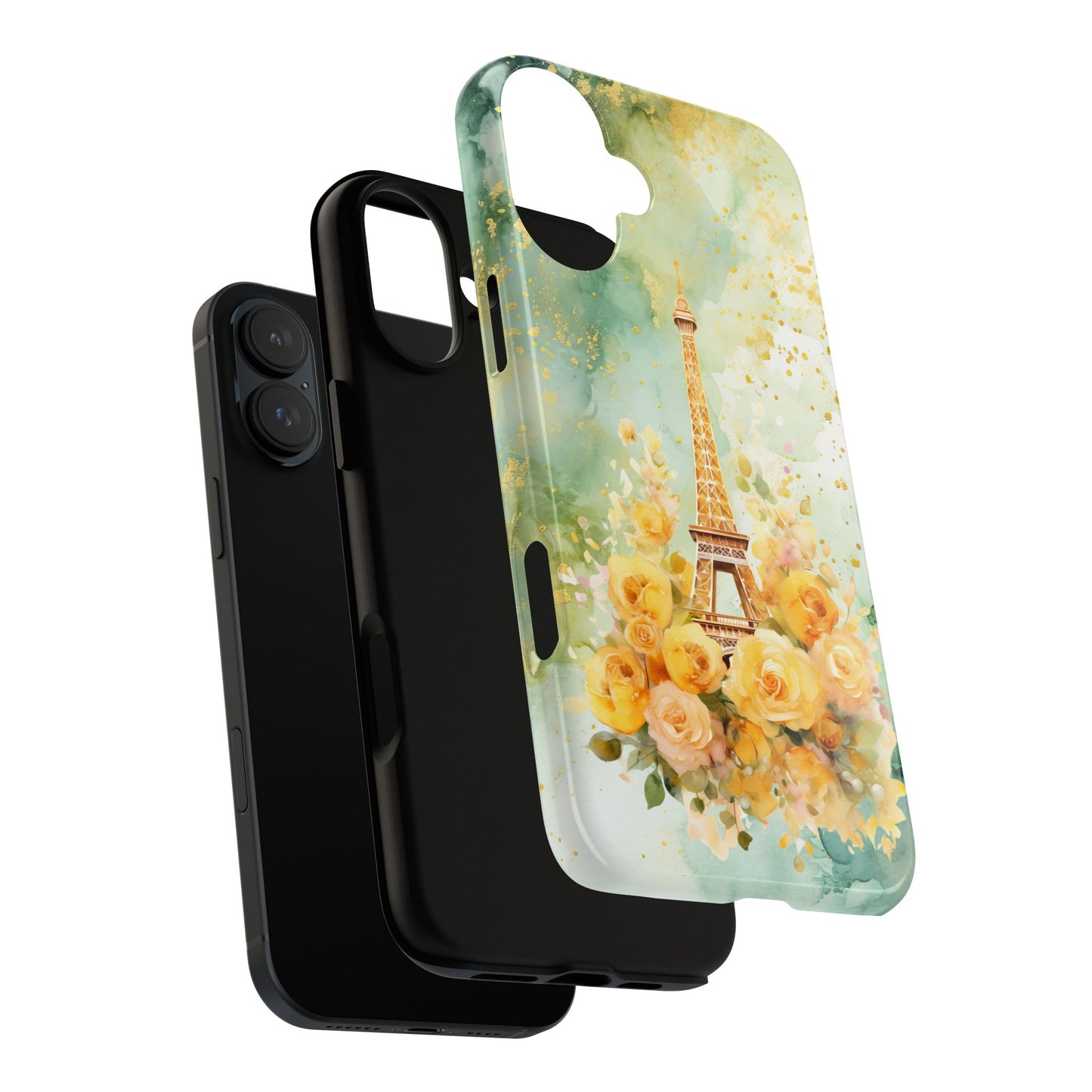 Tough Cell Phone Case - Paris - Eiffel Tower with Yellow Roses (1)