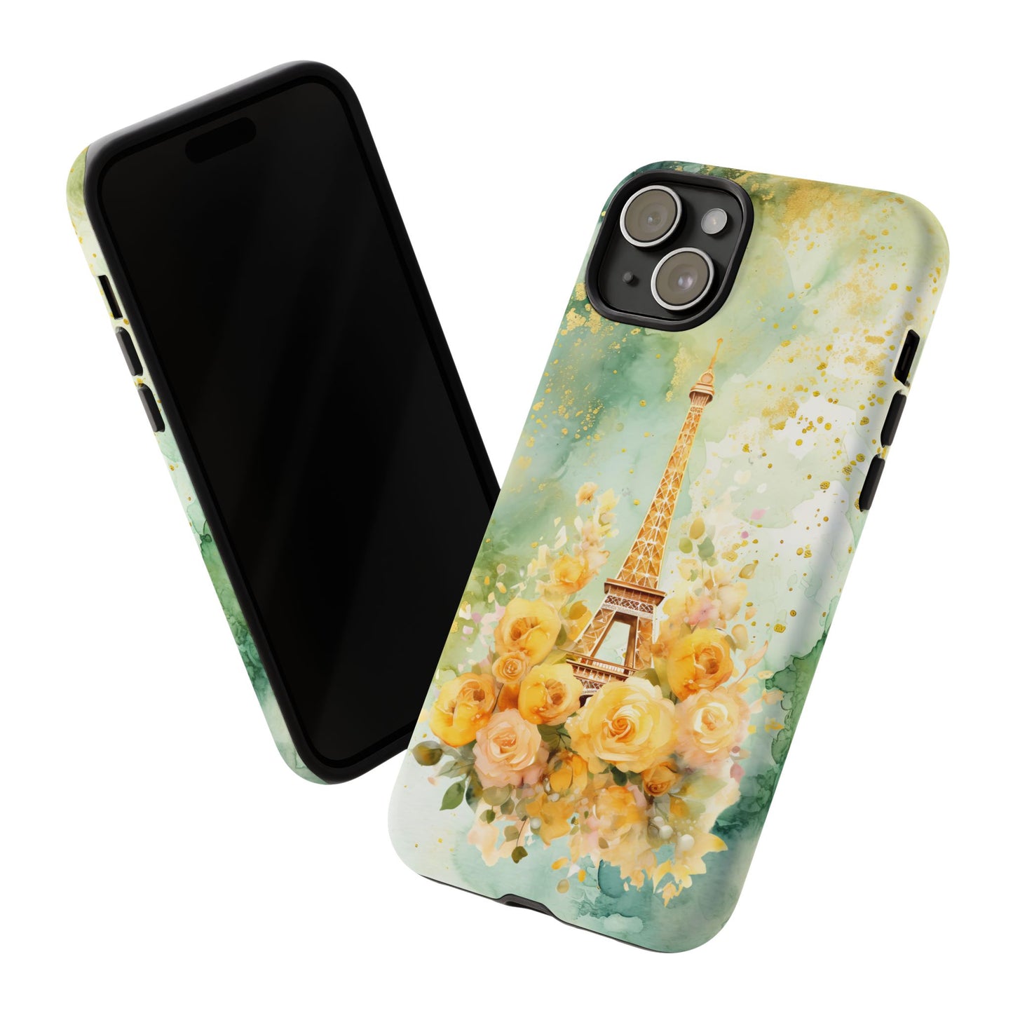 Tough Cell Phone Case - Paris - Eiffel Tower with Yellow Roses (1)