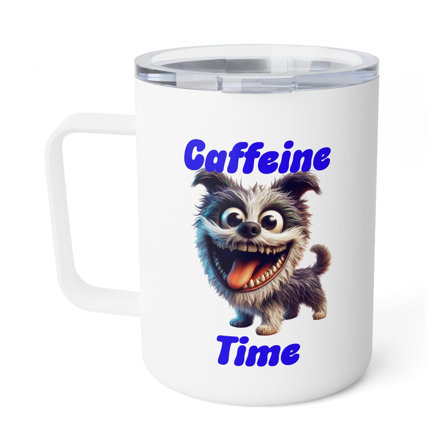 Insulated Coffee Mug - Caffeine Time with dog (1)