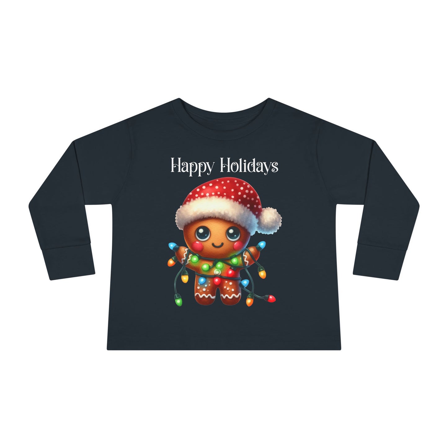 Toddler LS Tee - Christmas - Gingerbread - Happy Holidays (02a)