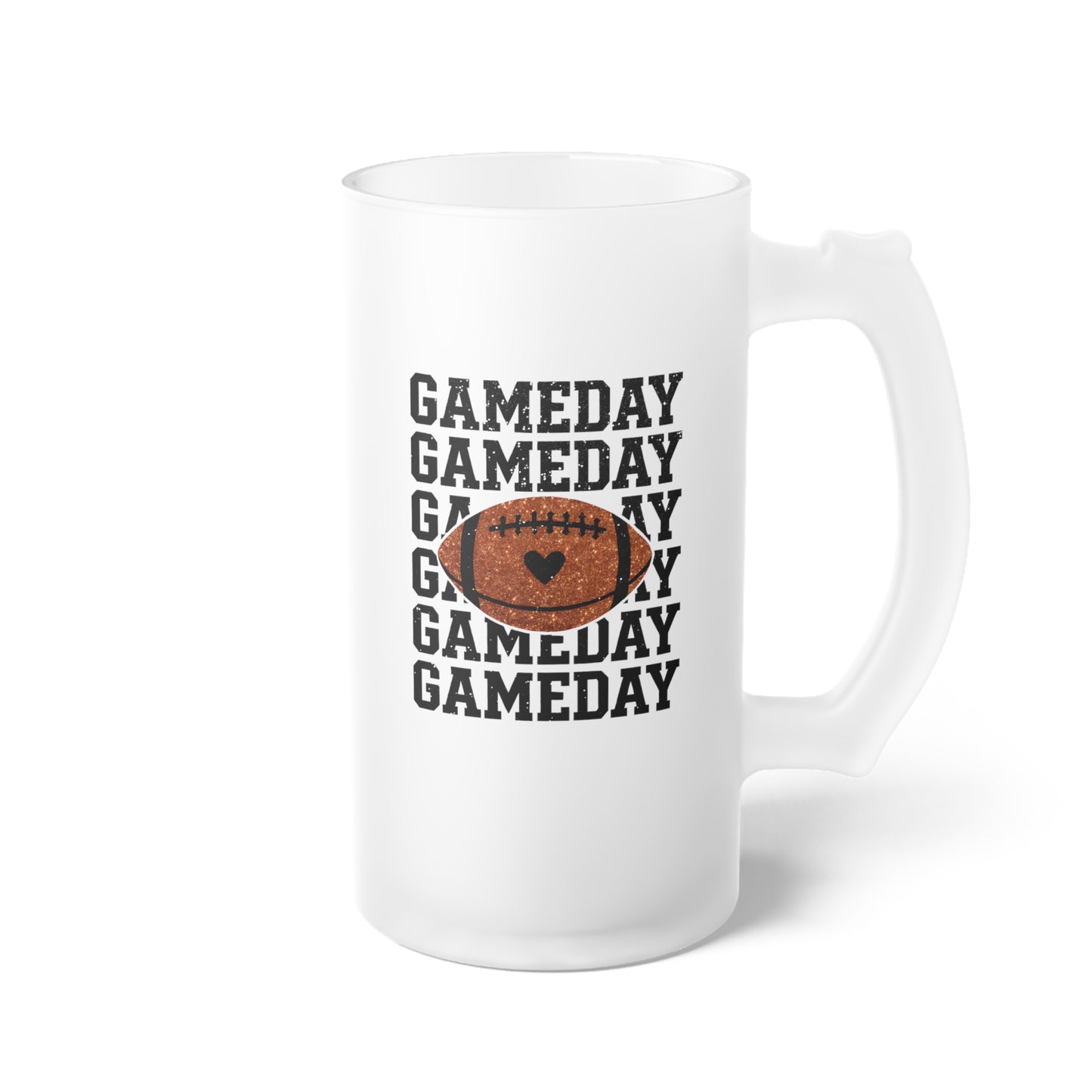 Frosted Glass Beer Mug - Football - GameDay GameDay GameDay (01a)