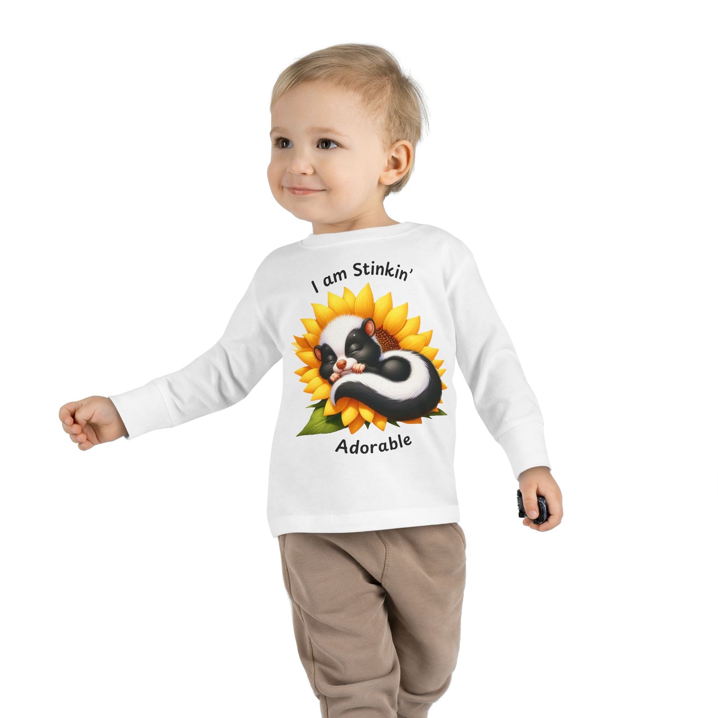 Toddler Long Sleeve Tee - Stinkin' Adorable with Skunk (2)