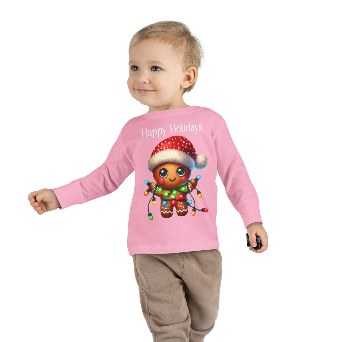 Toddler LS Tee - Christmas - Gingerbread - Happy Holidays (02a)