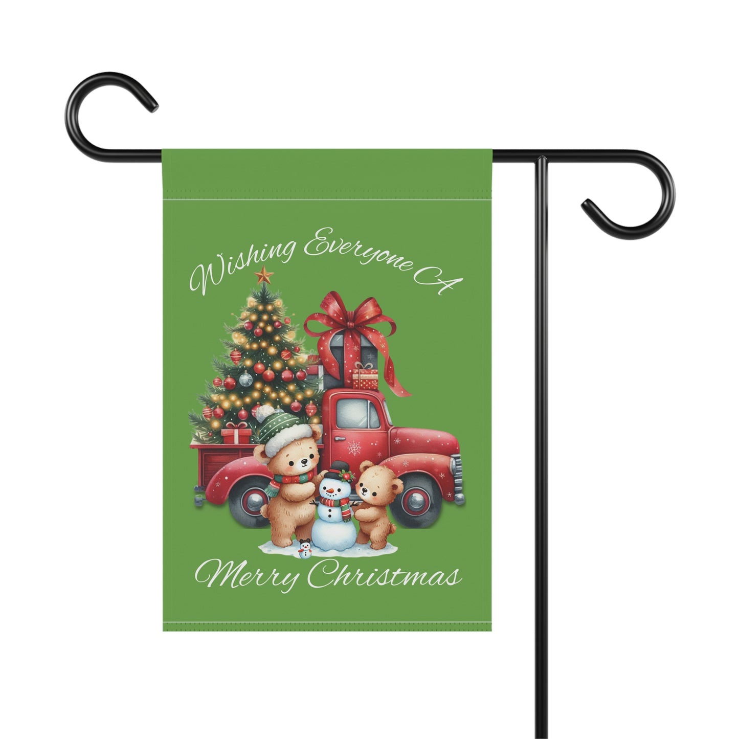Garden Flag - Christmas - Truck & Snowman (01a - Green)