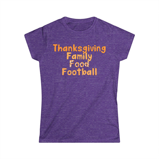 Female T-Shirt - Thanksgiving - Family Food Football (01a)
