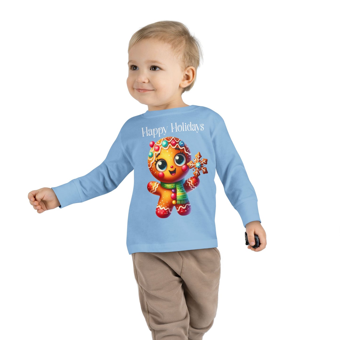 Toddler LS Tee - Christmas - Gingerbread - Happy Holidays (03a)
