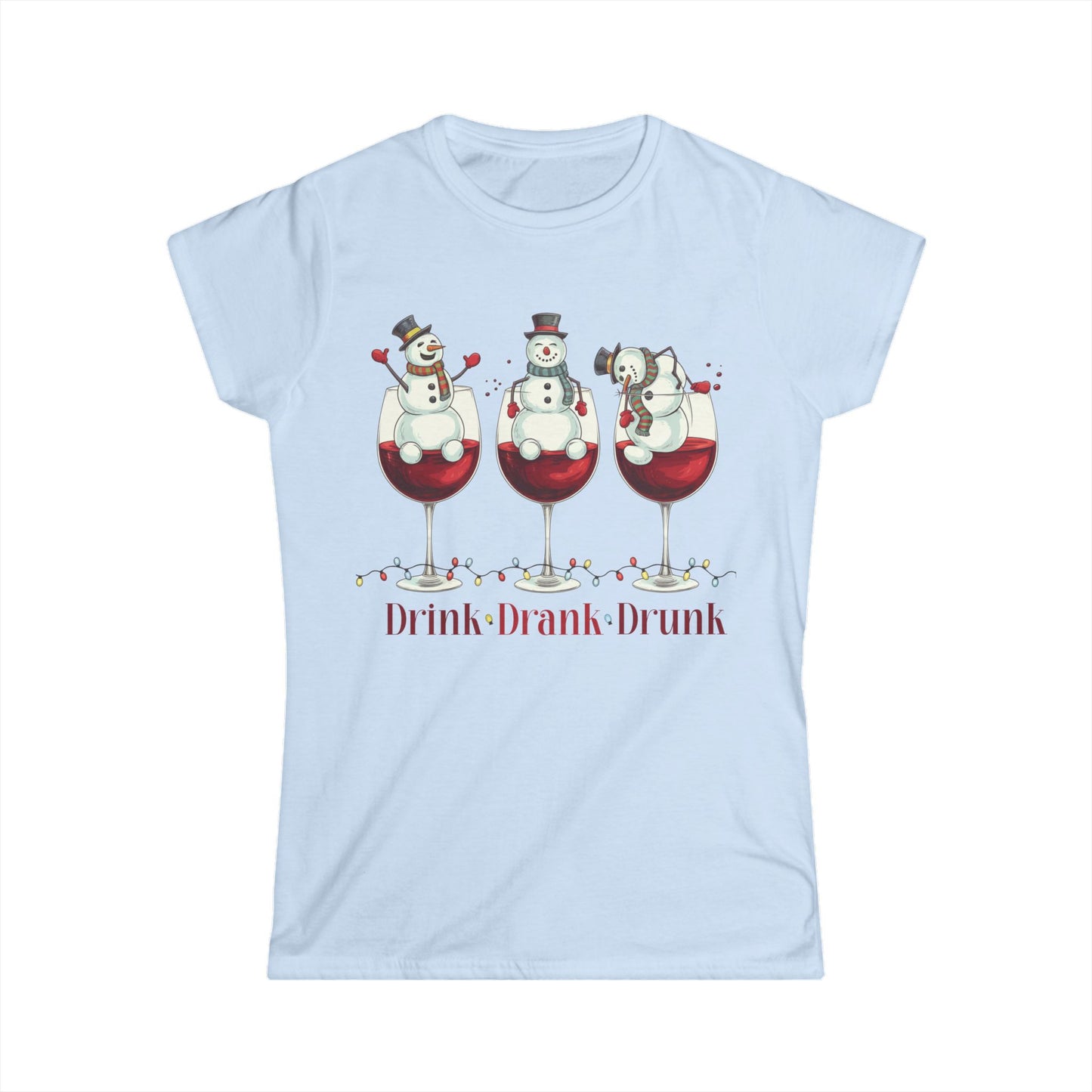 Female T-Shirt - Christmas - Wine Snowmen (01)