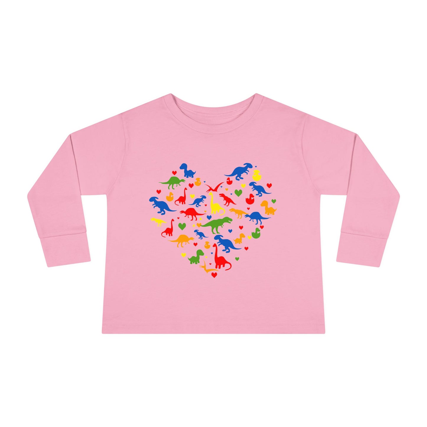 Toddler Long Sleeve Tee - Dinosaur making Heart (1)