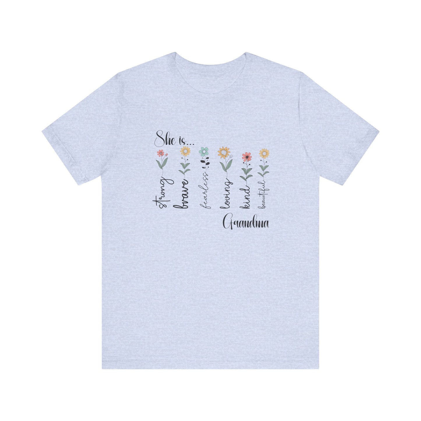T-Shirt - Family / Grandma - Strong, Brave, Beautiful Floral Design (1)