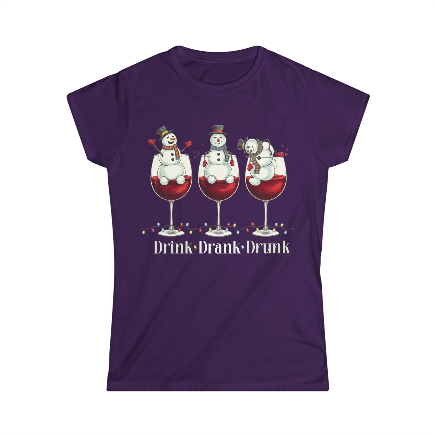 Female T-Shirt - Christmas - Wine Snowmen (01)