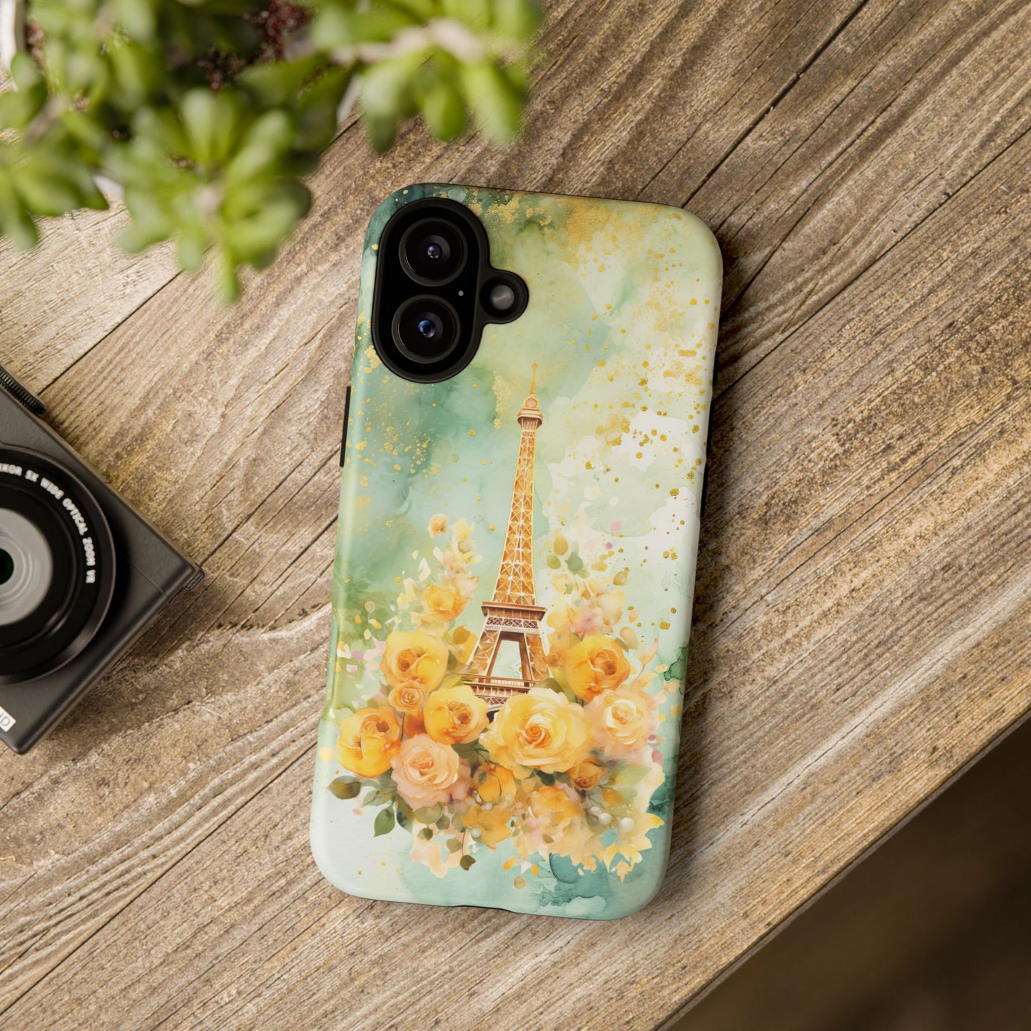 Tough Cell Phone Case - Paris - Eiffel Tower with Yellow Roses (1)